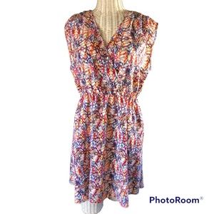 NWT Kardashian Kollection Mini Wrap Dress in Palm Spring Print Gathered …
